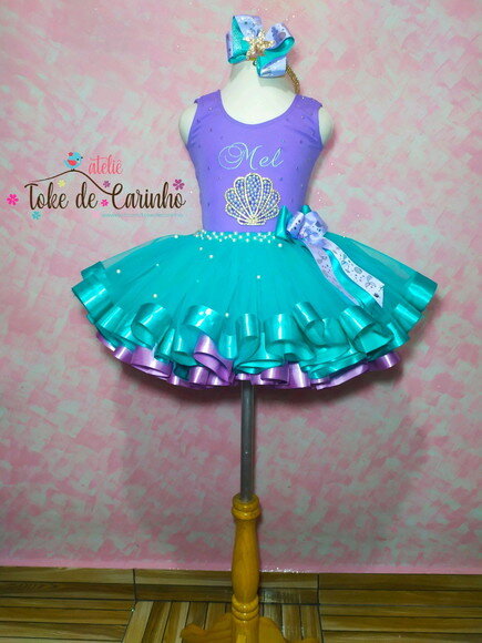 Fantasia tutu Sereia Luxo . Tamanho 4 ou 6 anos.