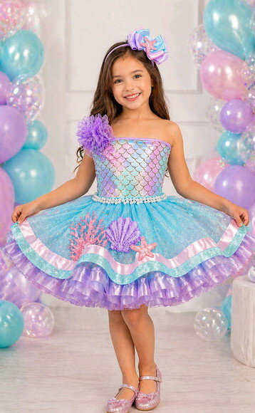Fantasia Tutu Sereia Luxo . Tamanho 7 até 10 Anos.