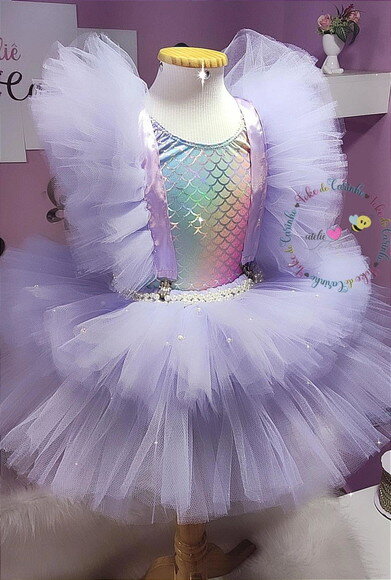 Fantasia Tutu Sereia Luxo . Tamanho 8 ou 10 Anos.