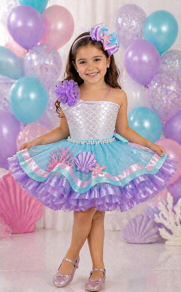 Fantasia Tutu Sereia Luxo . Tamanho 7 até 10 Anos.