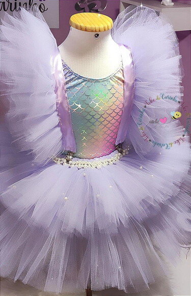 Fantasia Tutu Sereia Luxo . Tamanho 8 ou 10 Anos.