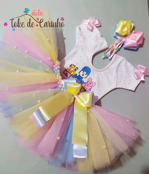 Fantasia tutu tema Pocoyo.Tamanho 4 OU 6.