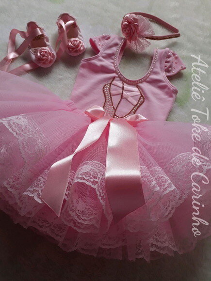Fantasia/look bailarina com 5 Peças. Tamanho 1 ou 2 Anos.