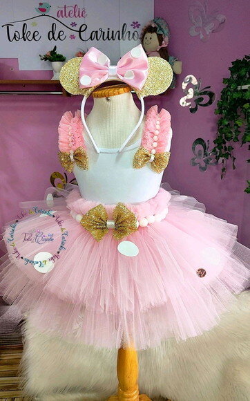 Fantasia/look Tema minnie . Tamanho 3 a 6 Anos.