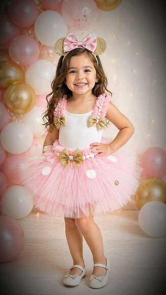Fantasia/look Tema "minnie" . Tamanho 3 a 6 Anos.