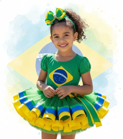 Figurino/fantasia Tema "brasil". Tamanho 3 até 6 Anos.