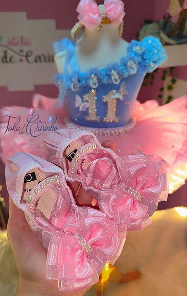 Look "jardim da Bailarina" Luxo. Tamanho 3 a 6 Anos.