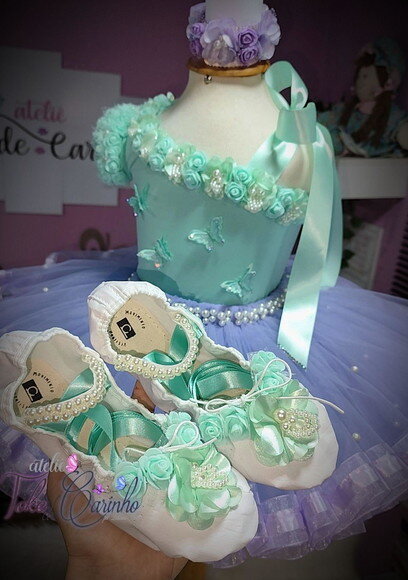 Look "jardim da Bailarina" Luxo. Tamanho 3 a 6 Anos.