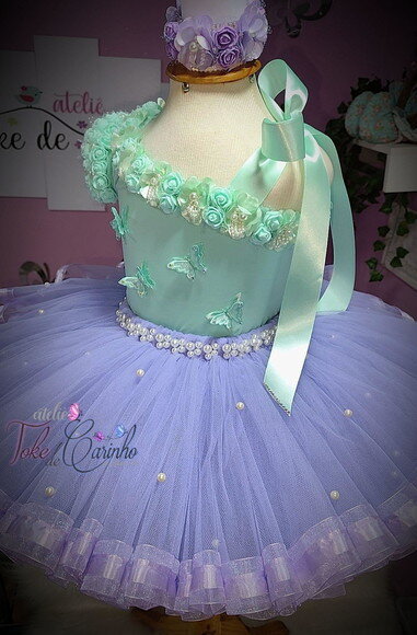 Look jardim da Bailarina Luxo. Tamanho 3 a 6 Anos.