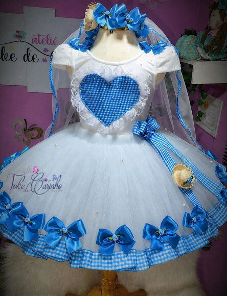 Look noivinha Festa Junina. Tamanho 7 até 10 Anos.