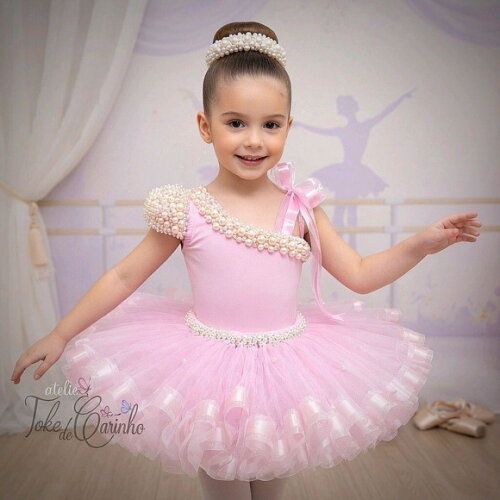 Look Bailarina Luxo 3 Peças. Tamanho 3 até 6 Anos.