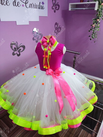 Look de Festa "neon". Tamanho 4 ou 6 Anos.