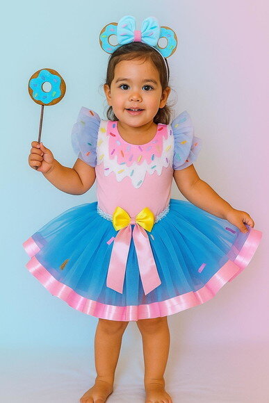 Look Fantasia Tema "confeitaria". Tamanho 3 até 6 Anos.