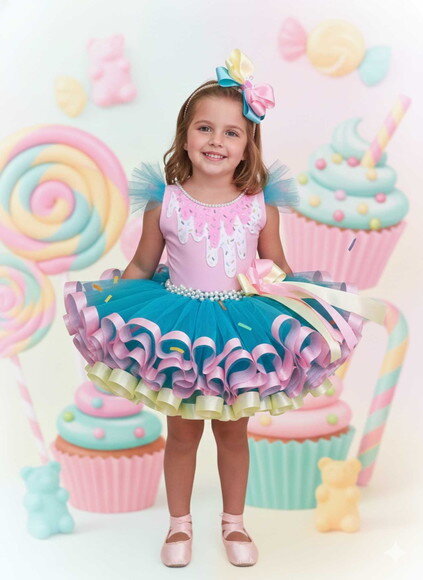 Look Fantasia Tema "doces". Tamanho 3 até 6 Anos.