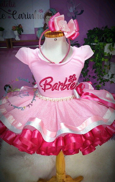 Look Festa Tema "barbie" Luxo. Tamanho 7 até 10.