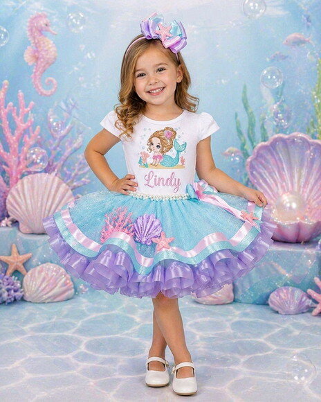 Look Tema "fundo do Mar/sereia" . Tamanho 3 até 6 Anos.