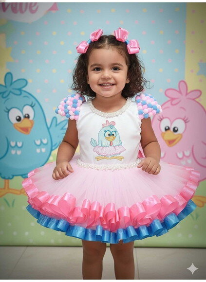 Look/fantasia "galinha Pintadinha". Tamanho 1 ou 2 Anos.