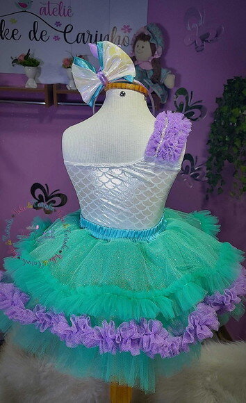 Look/fantasia sereia Luxo . Tamanho 7 até 10 Anos.