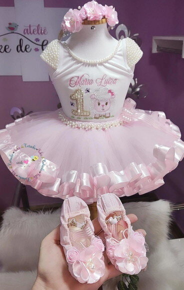 Look/fantasia Completa "ovelhinha". Tamanho 1 ou 2 Anos.