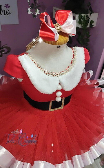 Look/fantasia Natalina (mamãe Noel). 1 ou 2 Anos.