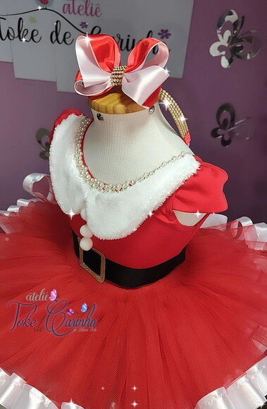 Look/fantasia Natalina (mamãe Noel). 1 ou 2 Anos.