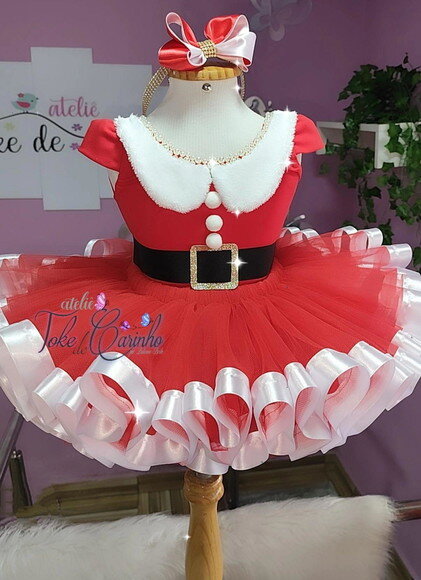 Look/fantasia Natalina (mamãe Noel). 1 ou 2 Anos.