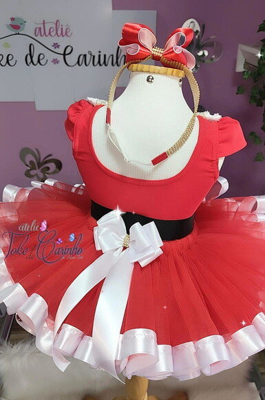 Look/fantasia Natalina (mamãe Noel). 1 ou 2 Anos.
