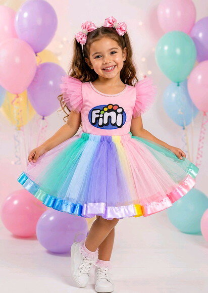 Look/fantasia Tema "fini". Tamanho 7 até 10 Anos.
