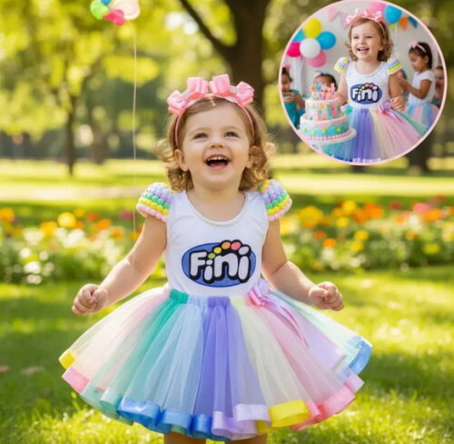 Look/fantasia Tema "fini". Tamanho 7 até 10 Anos.