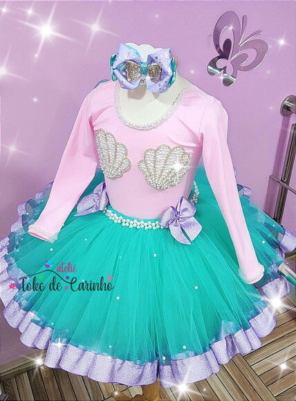Look/fantasia Tema sereia Luxo . Tamanho 3 até 6 Anos.
