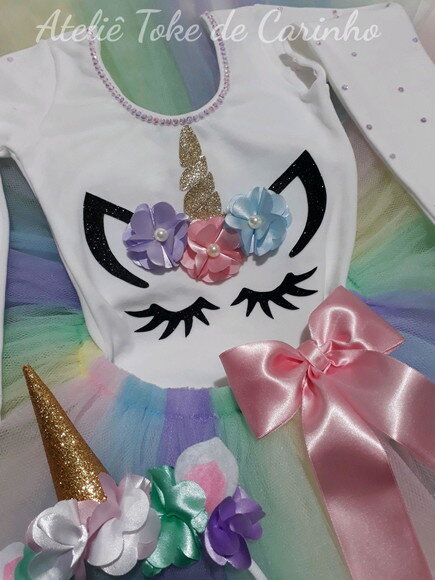 Roupa de festa tema Unicórnio. Tamanho 4 ou 6 anos.