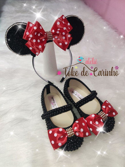 Sapatilha + Tiara tema "Minnie".