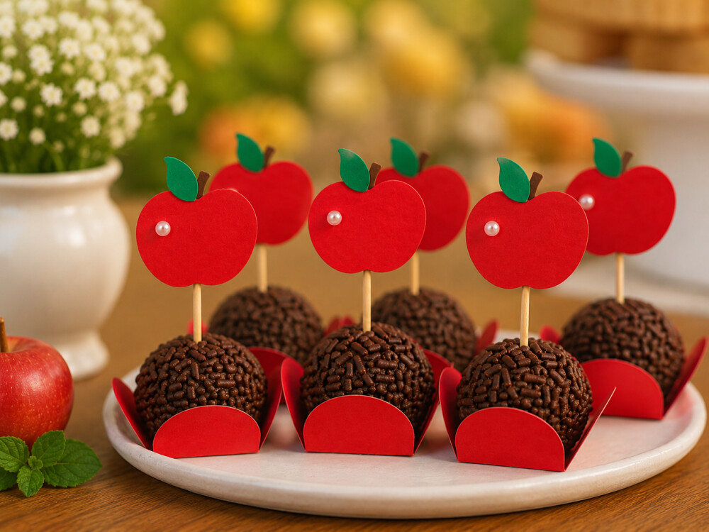Topper para docinhos maçã - 15 unidades