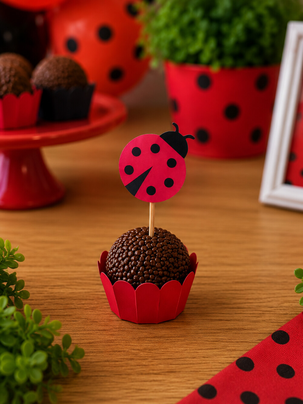 Topper para Docinhos Joaninha - 15 unidades