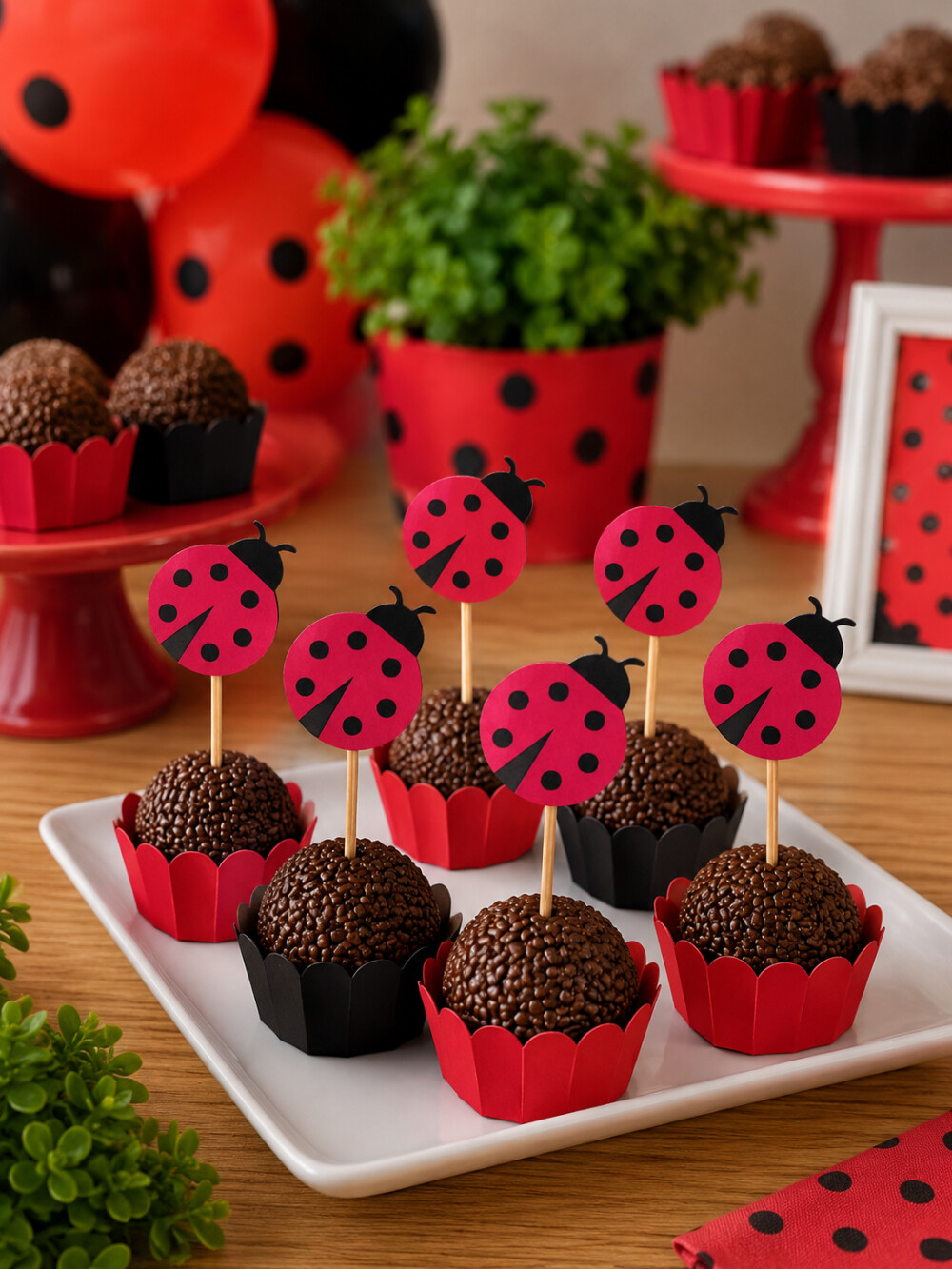 Topper para Docinhos Joaninha - 15 unidades