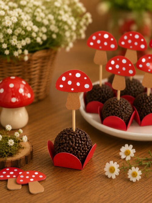 Topper para Docinhos Cogumelo - 15 unidades