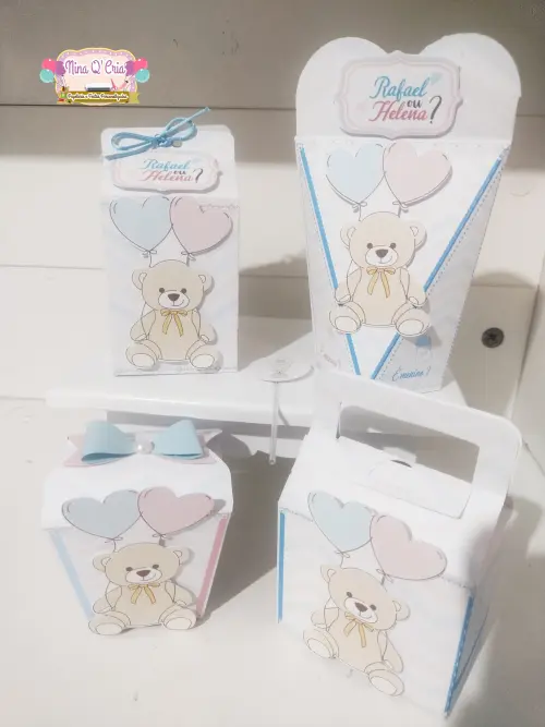 Kit 16 Caixinhas Personalizadas Chá Revelação