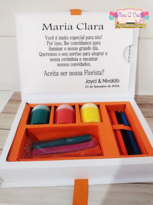 Caixa Convite Para Daminhas/Pajens e Floristas Laranja