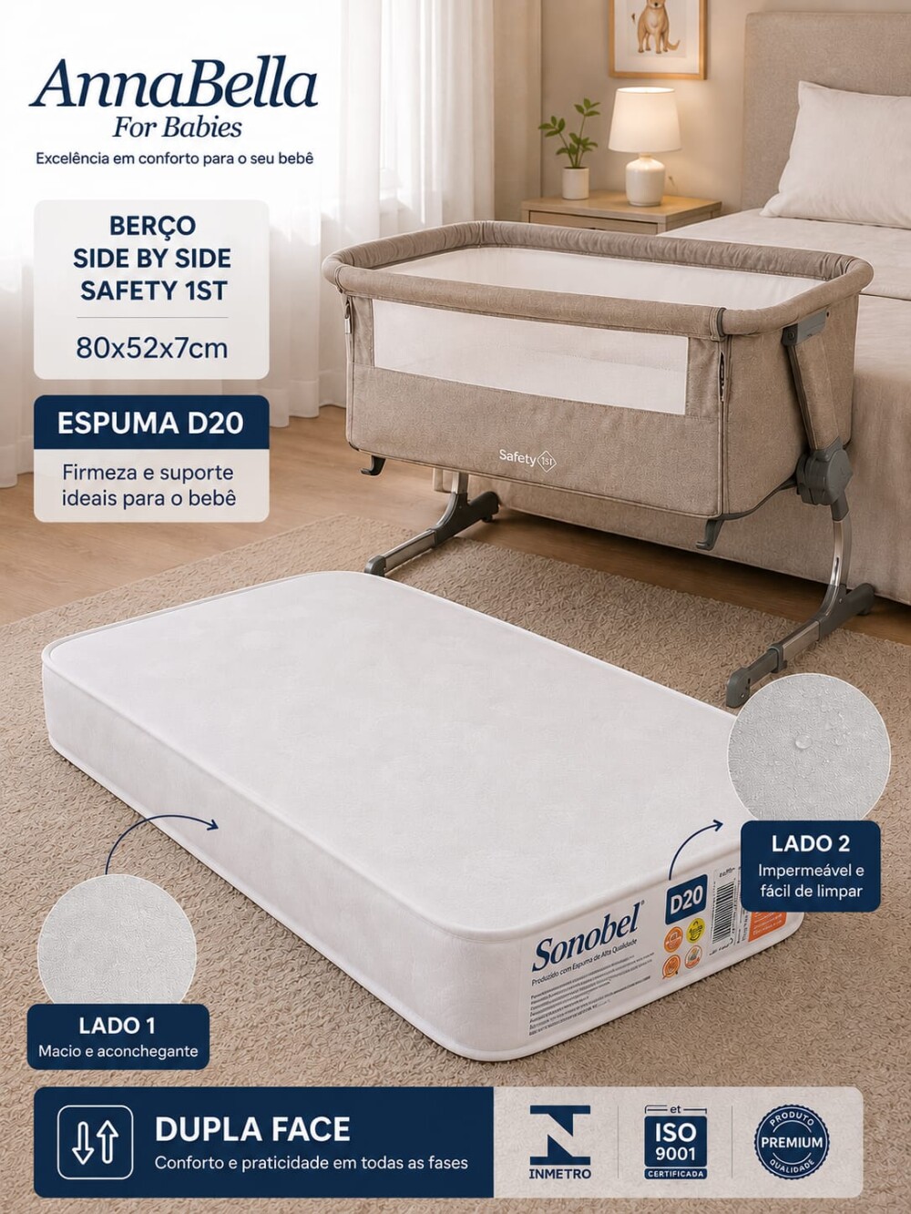 Colchao side by site safety 1st  80 X 52 X 7