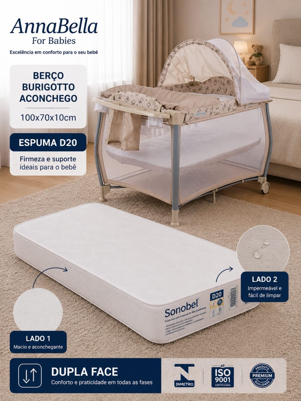 Colchão Berço Burigotto Aconchego  70 X 100 X 10