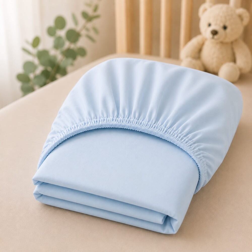 Lençol para mini berço infantil azul