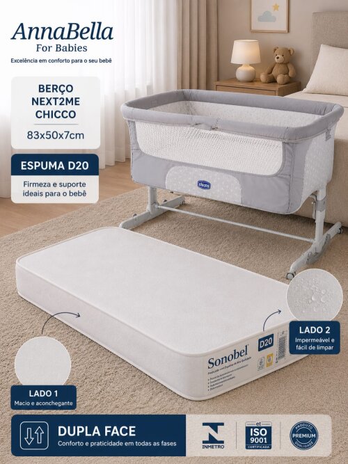 Colchão mini berço next2me    83 X 50 X 7 -