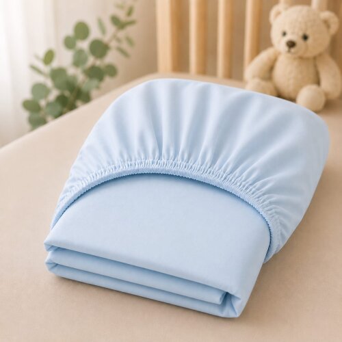 Lençol para mini berço infantil azul