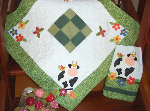 Toalha de mesa patchwork e Pano de Copa
