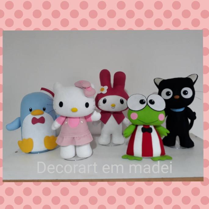 Hello Kitty e Sua Turma Bonecas Decorativas em Feltro