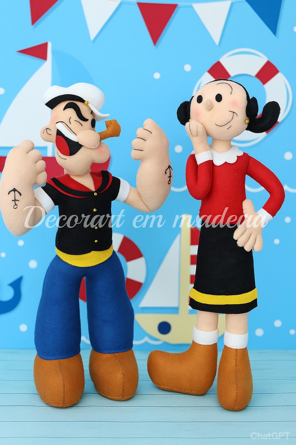 Popeye e Olívia bonecos decoração feltro