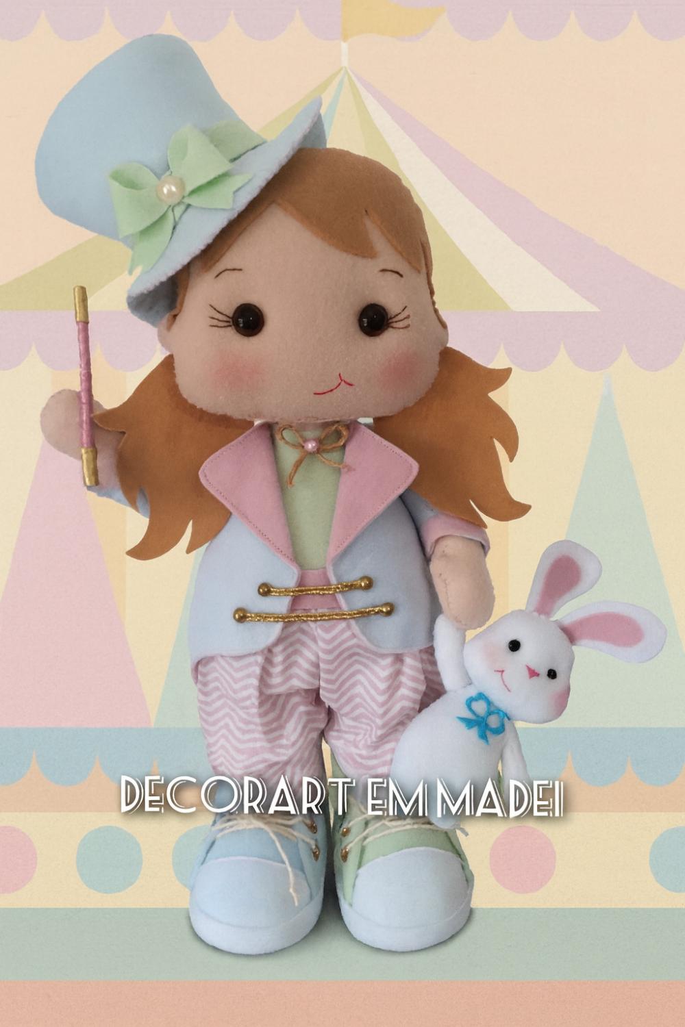 Mágica circo rosa Boneca decoração feltro