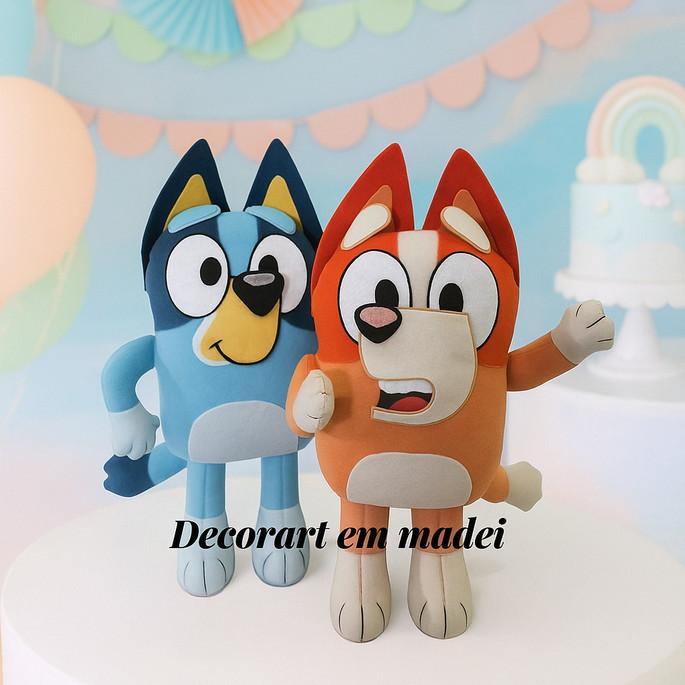 Bluey e Bingo Bonecos decoração em feltro