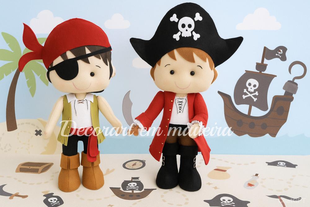 Piratas Bonecos Decorativos em Feltro