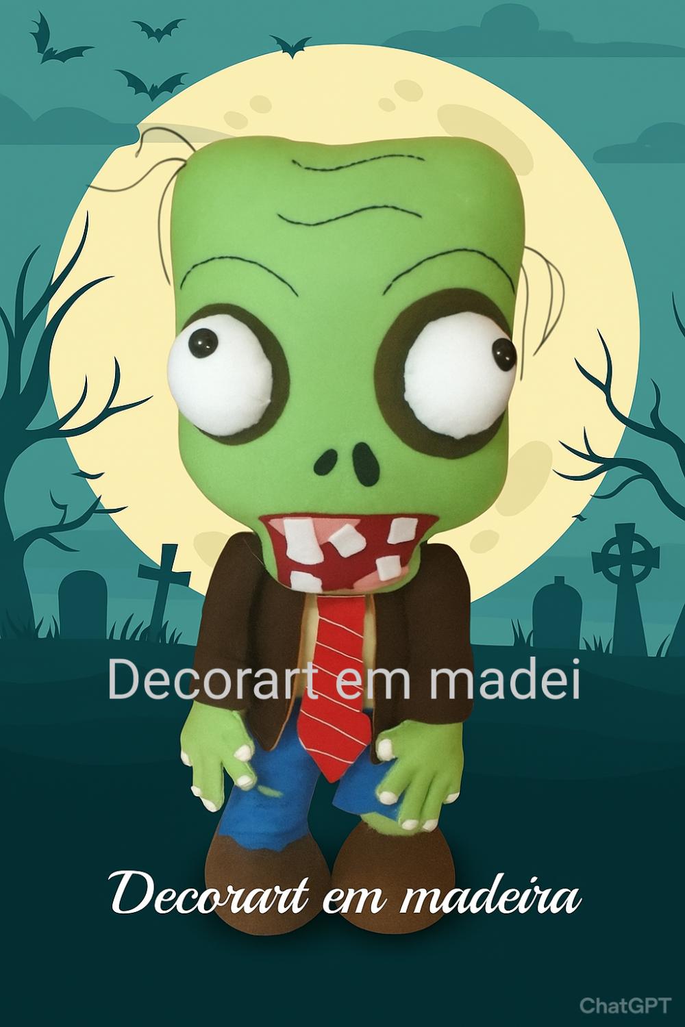 Boneco decoração feltro Zumbi